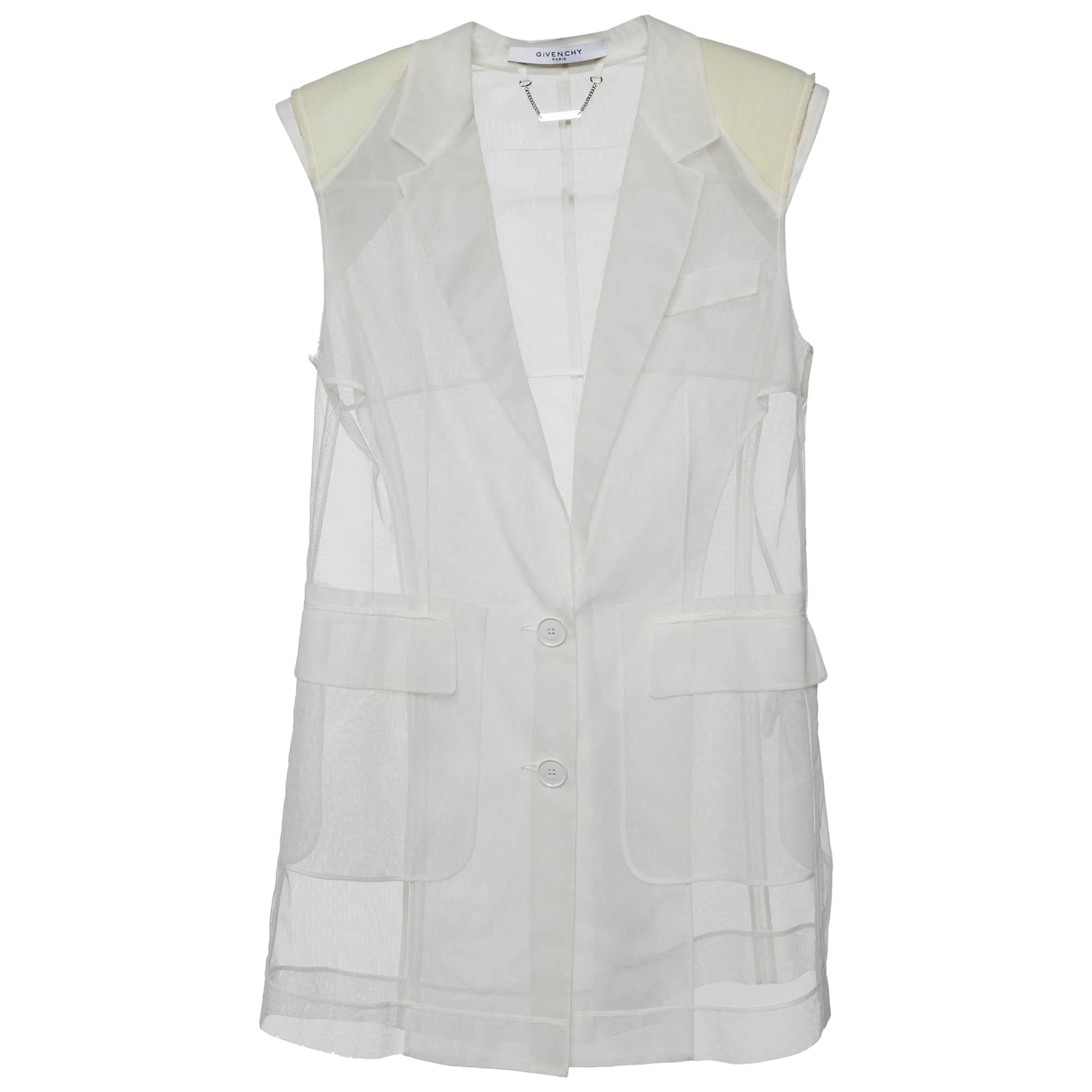 Givenchy White Mesh Sleeveless Jacket S