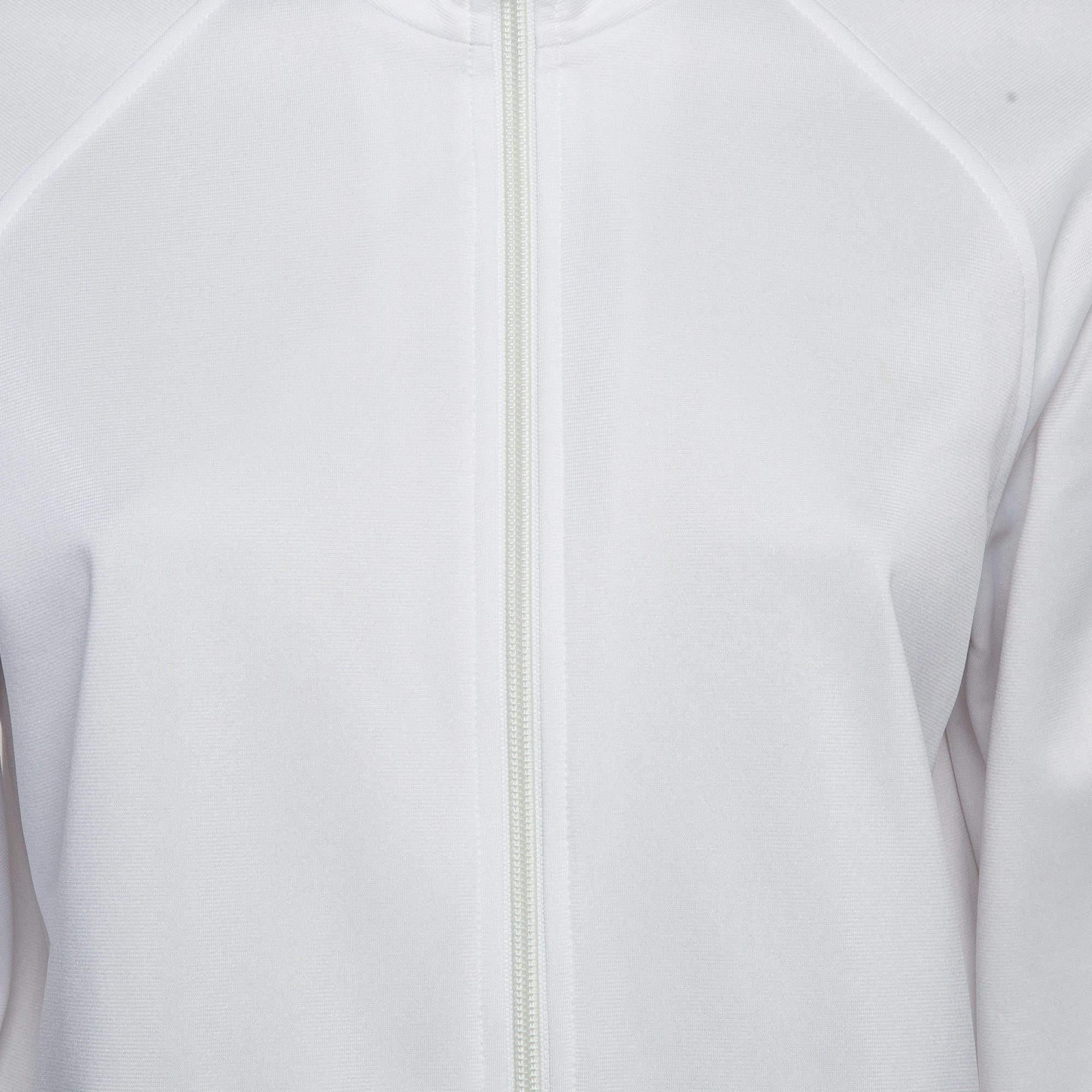 Givenchy Giacca in jersey con stampa logo metallizzata bianca L. In condizioni buone in vendita a Dubai, Al Qouz 2