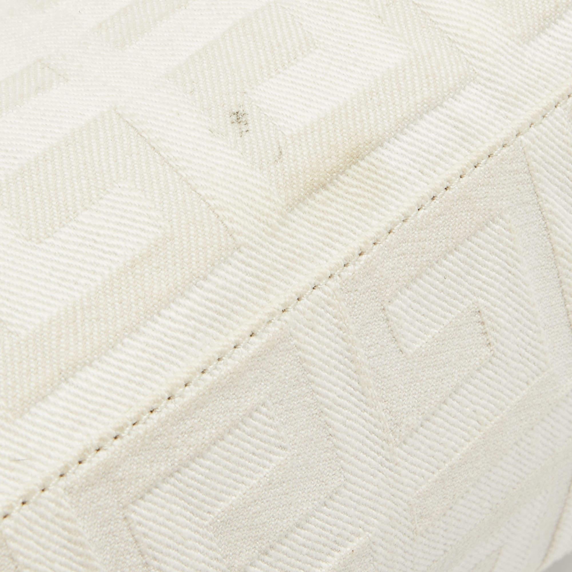 Givenchy White/Olive Green Signature Fabric and Leather Top Handle Bag 8