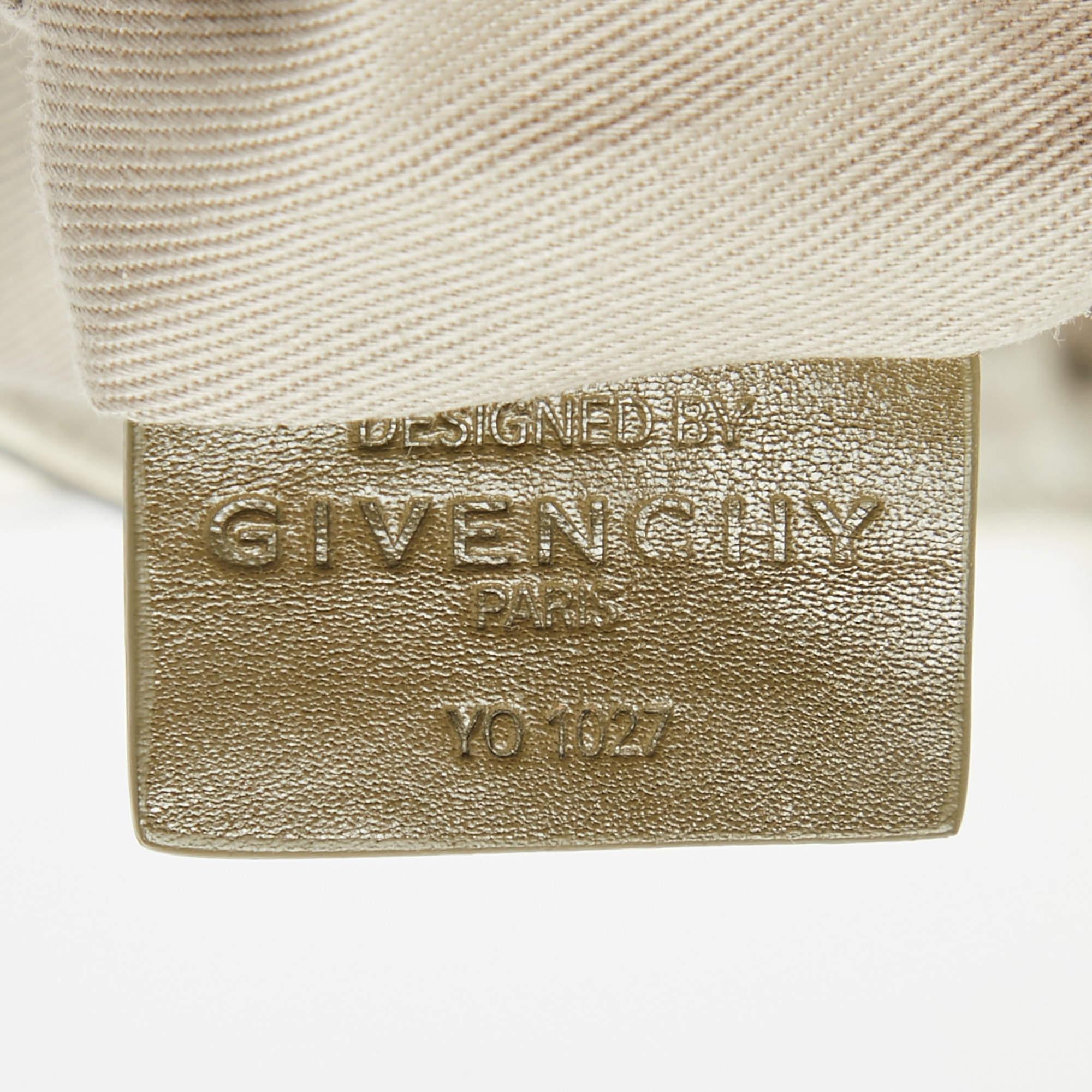 Givenchy White/Olive Green Signature Fabric and Leather Top Handle Bag 1
