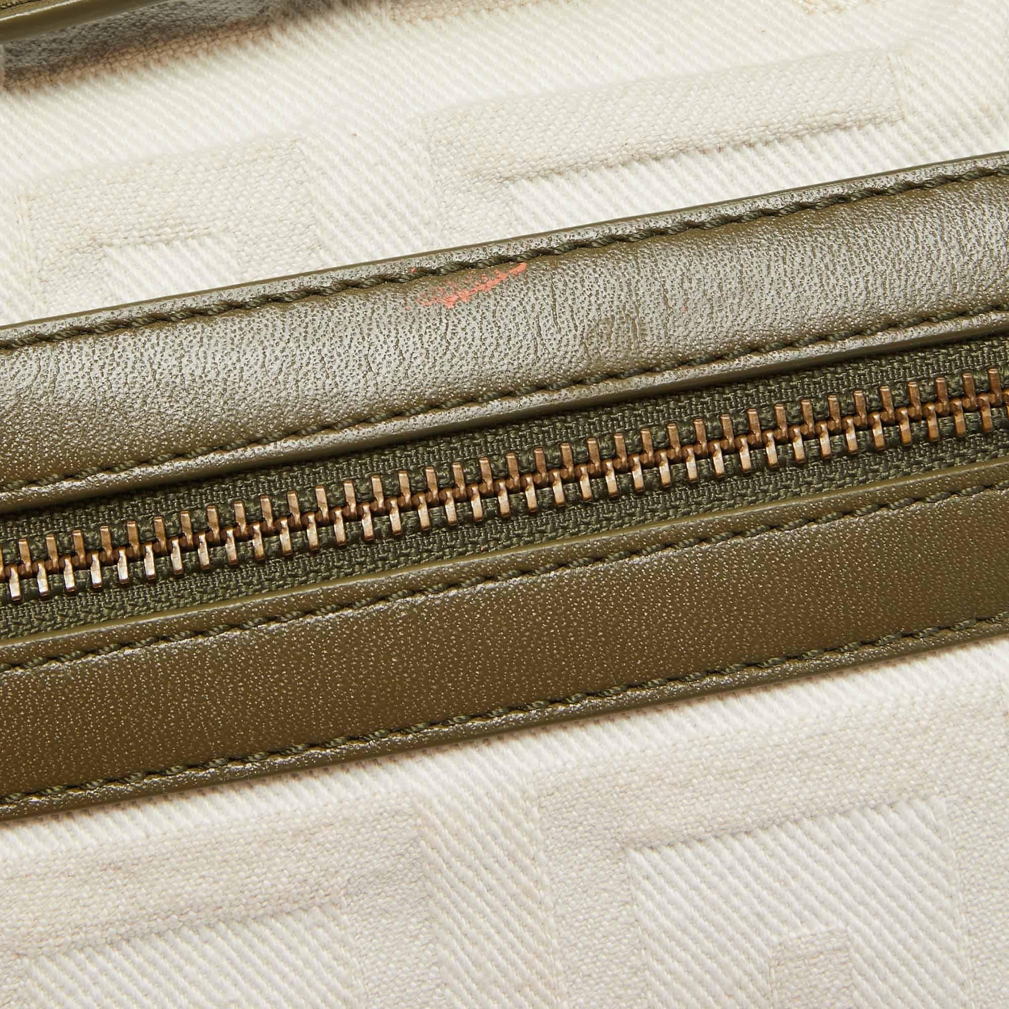 Givenchy White/Olive Green Signature Fabric and Leather Top Handle Bag 2