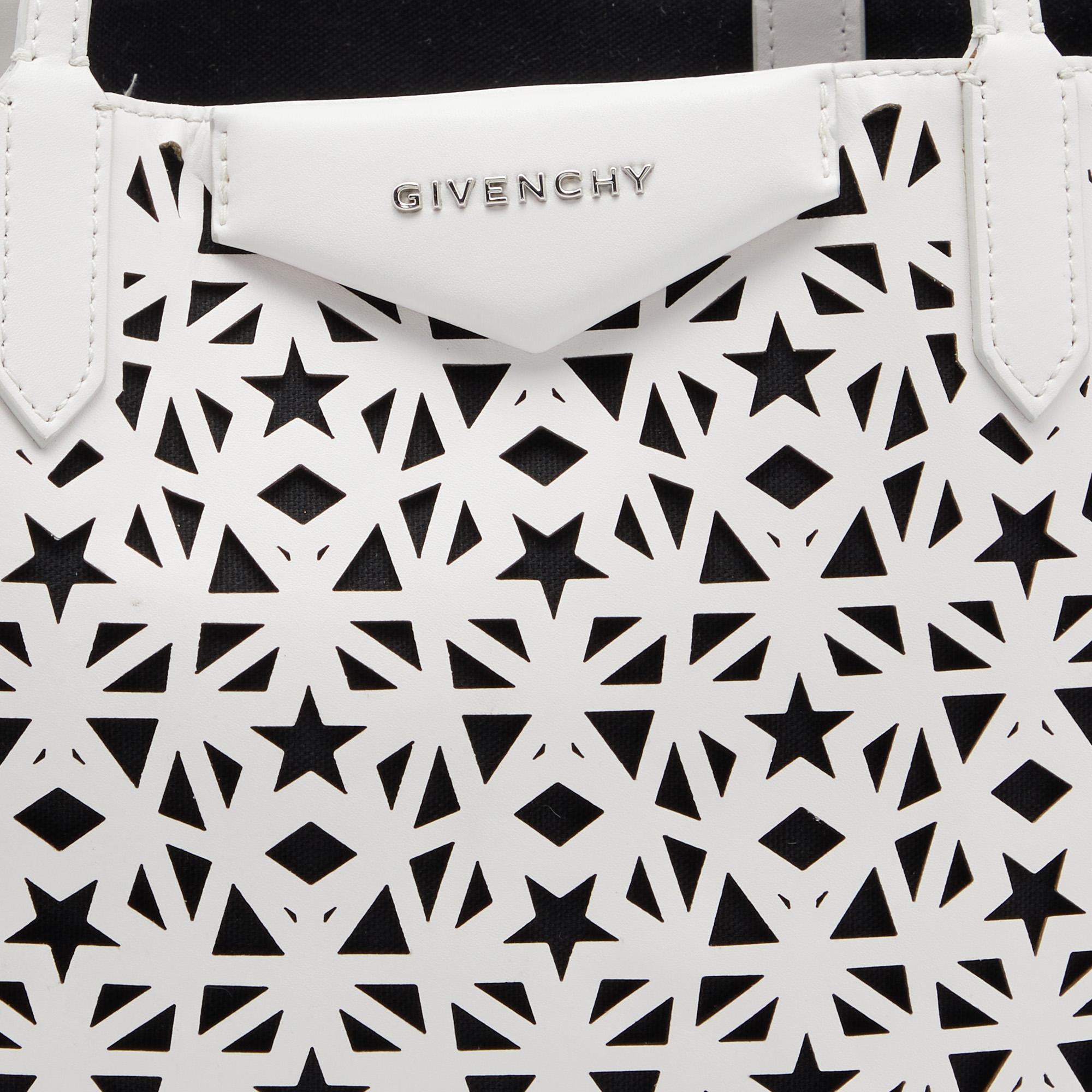 Gray Givenchy White Perforated Leather Small Star Antigona Tote