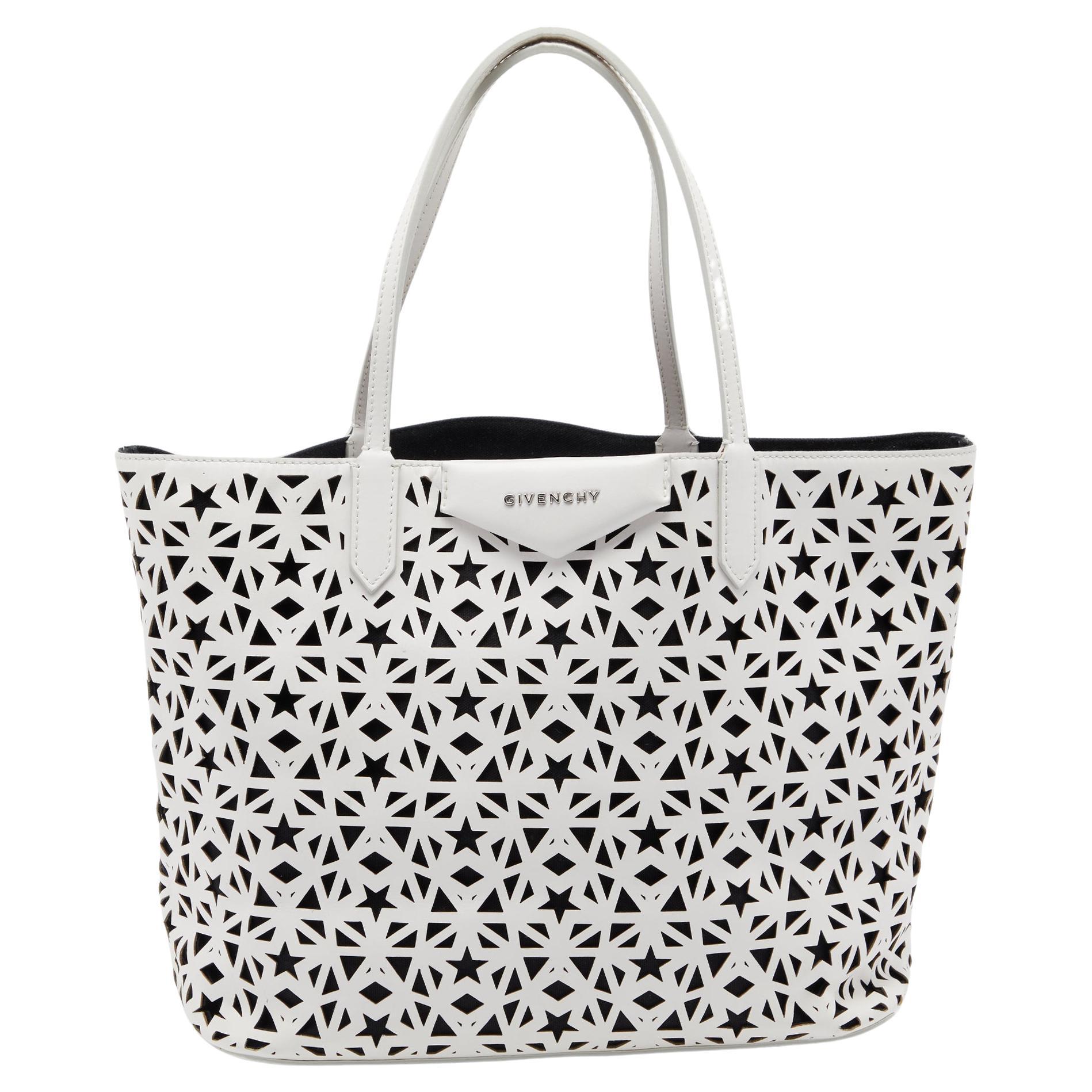 Givenchy White Perforated Leather Small Star Antigona Tote