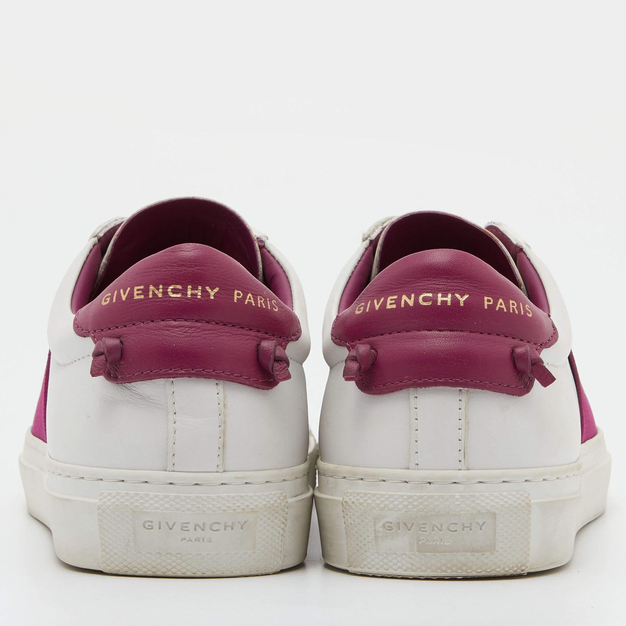 Givenchy White/Plum Leather Urban Street Slip On Sneakers Size 36 1