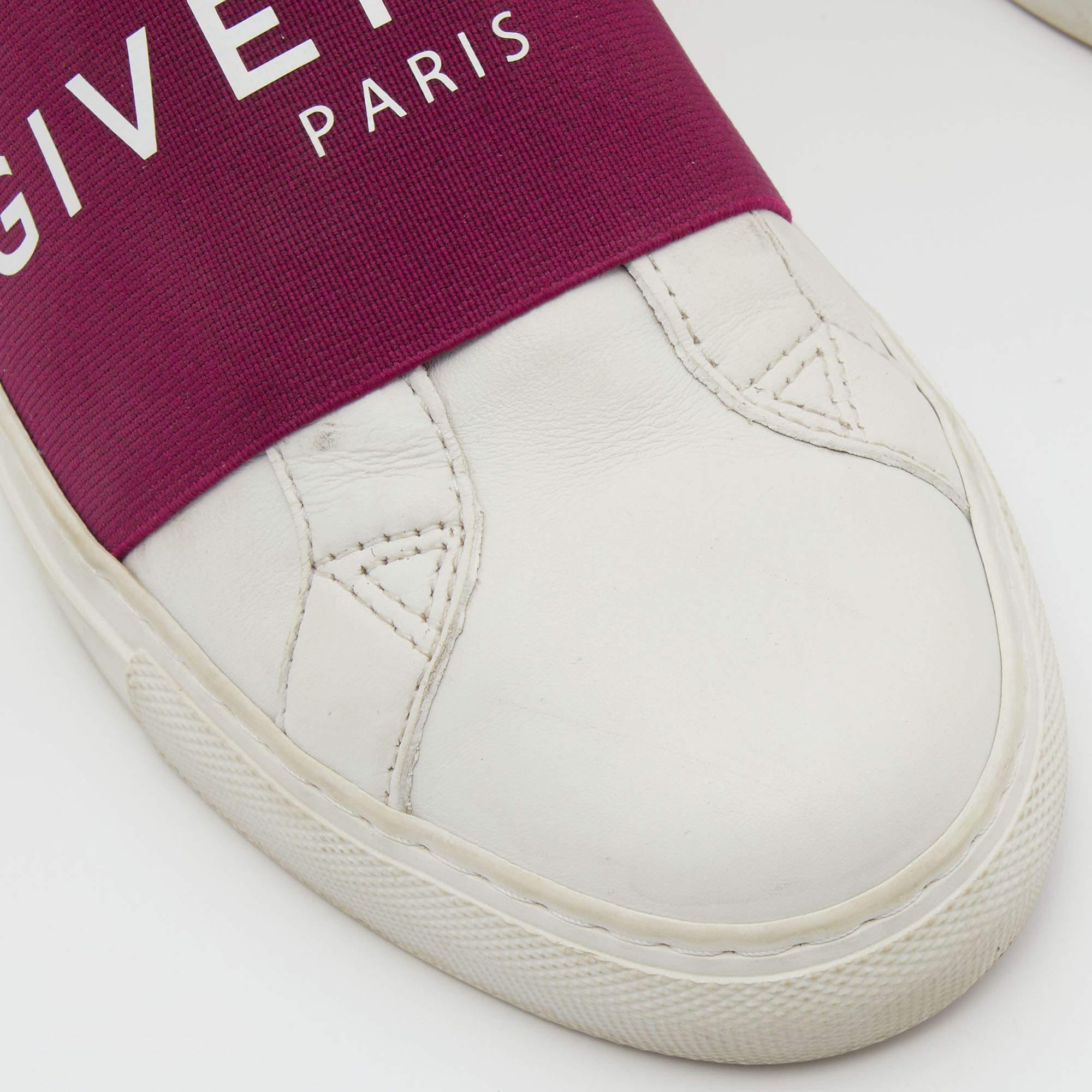Givenchy White/Plum Leather Urban Street Slip On Sneakers Size 36 3