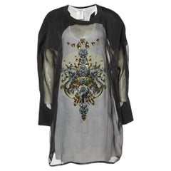 Givenchy White Printed Embellished Tank Mini Dress & Black Overlay T-Shirt L