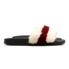 Givenchy White & Red Fur Slides Size 40