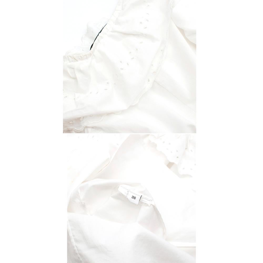 Givenchy White Short Sleeve Ruffled Blouse Size US 4 For Sale 2