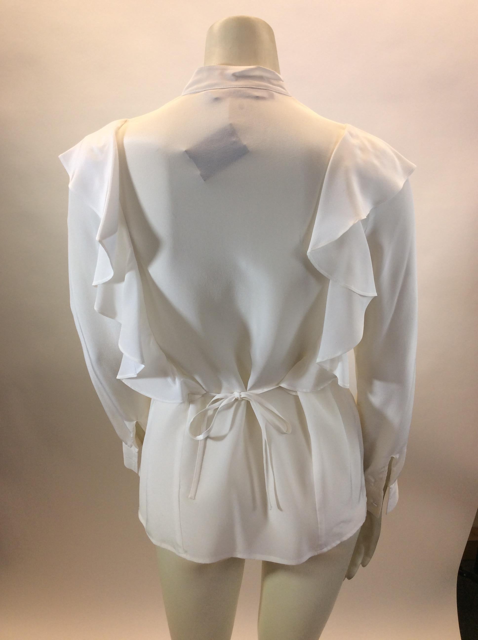 Gray Givenchy White Silk Blouse For Sale