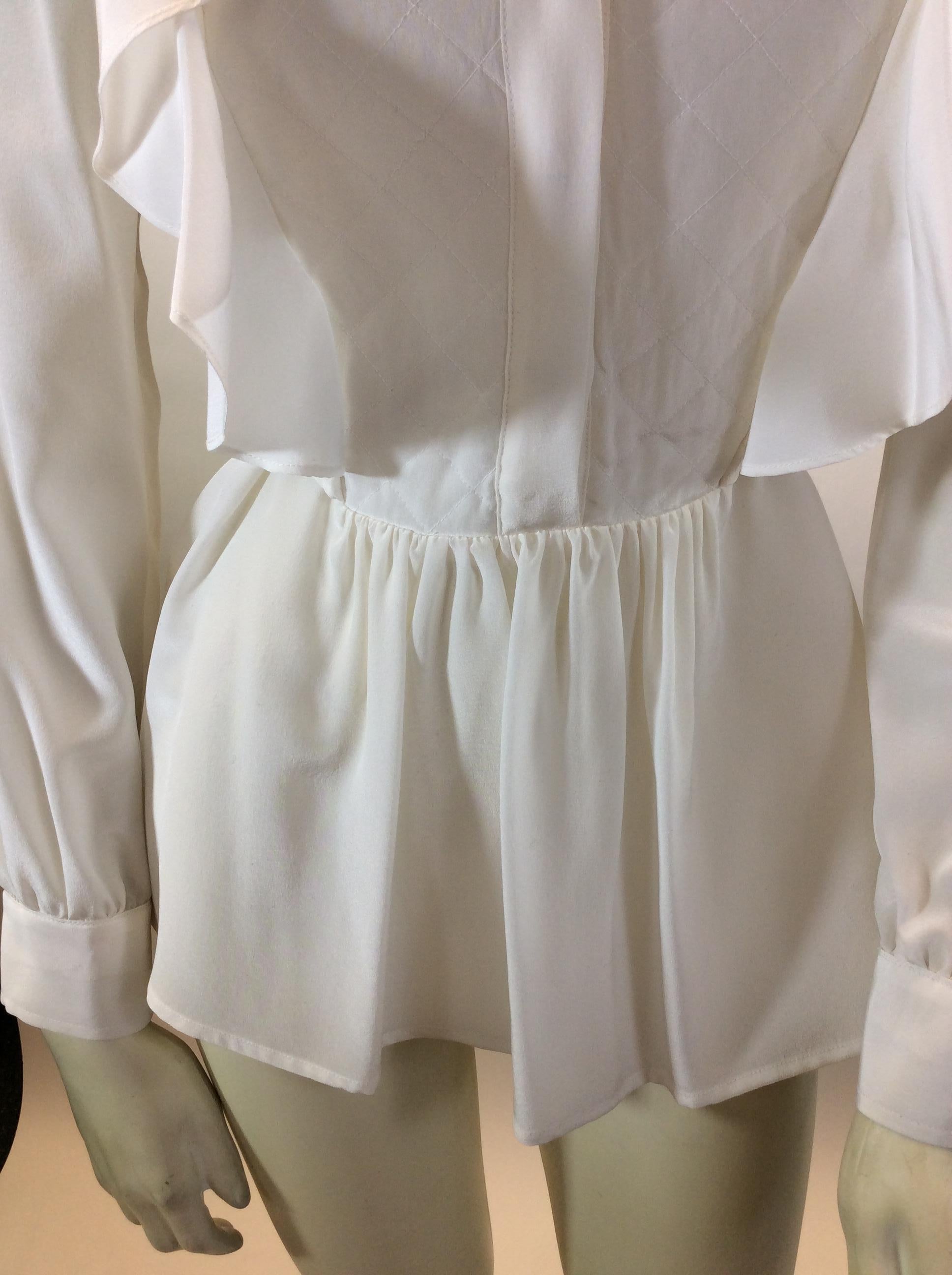 Givenchy White Silk Blouse For Sale 1