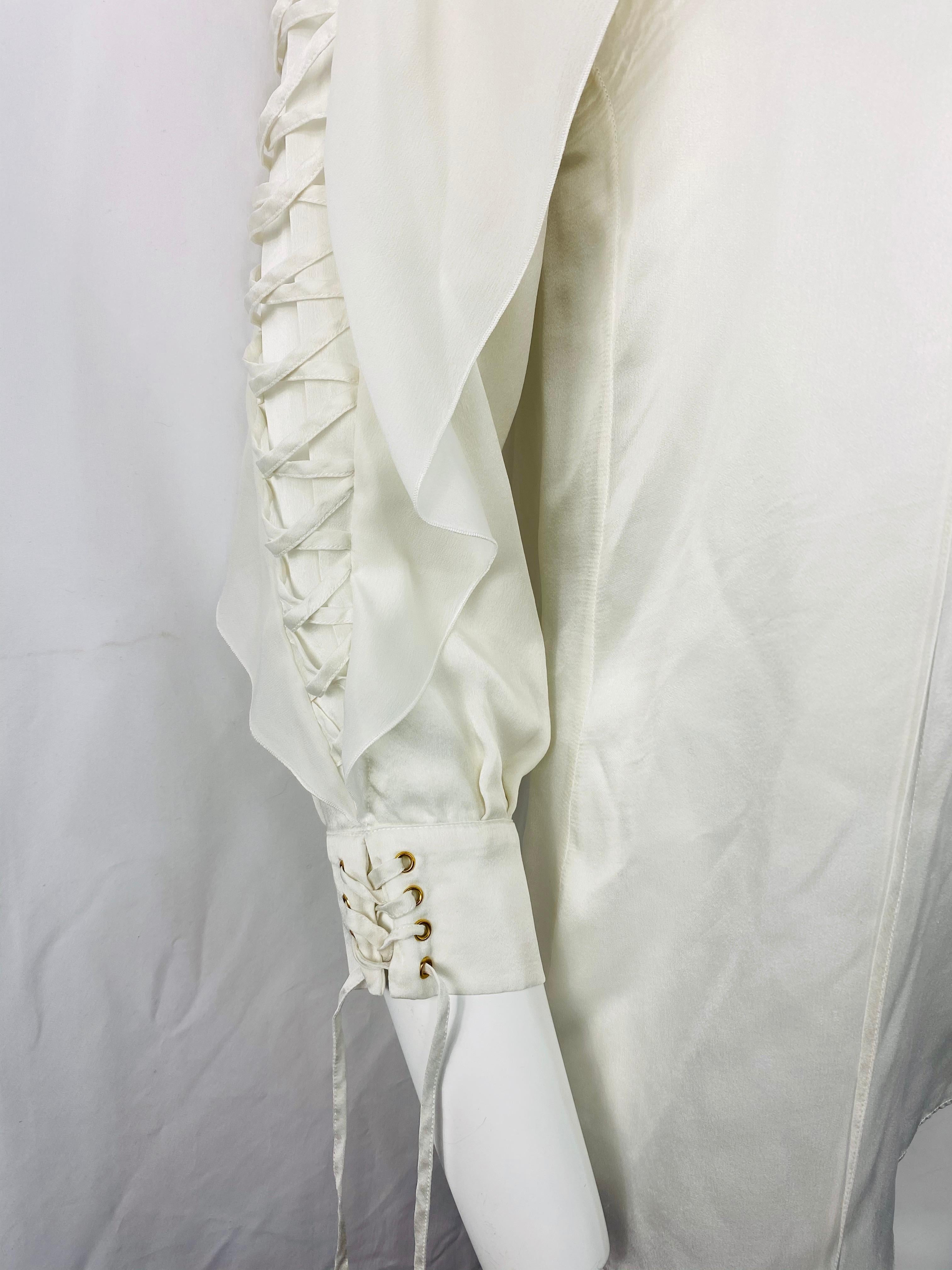 Givenchy White Silk Long Sleeves Blouse Top  For Sale 2