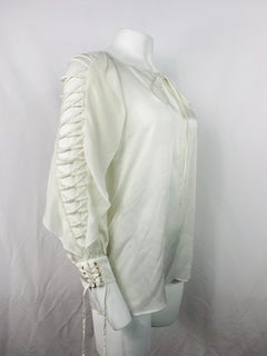 Givenchy White Silk Long Sleeves Blouse Top