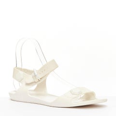 GIVENCHY white textured rubber hexagon stud flat jelly sandals EU41