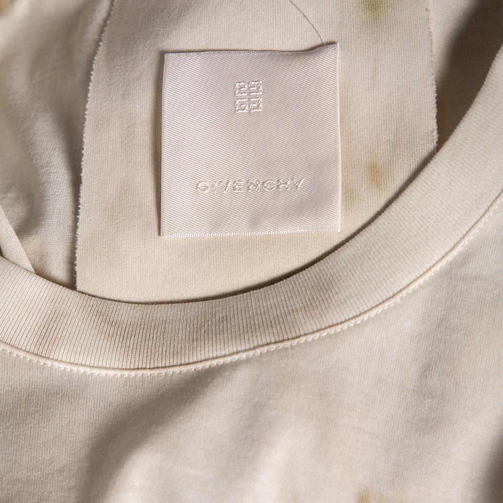 Weißes übergroßes T-Shirt von Givenchy aus bedruckter Baumwolle mit Tie-Dye-Herz und Crewneck in Übergröße M Herren im Angebot