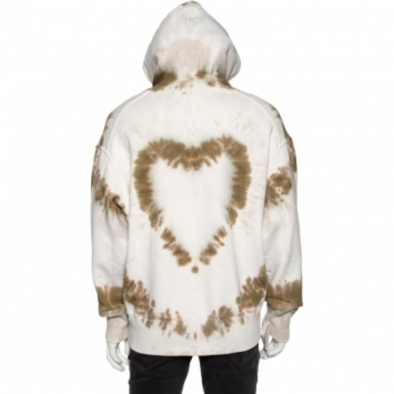 Givenchy S.S. White, felpa con cappuccio in cotone stampata con cuore tie-dye, con cappuccio oversize In condizioni buone in vendita a Dubai, Al Qouz 2