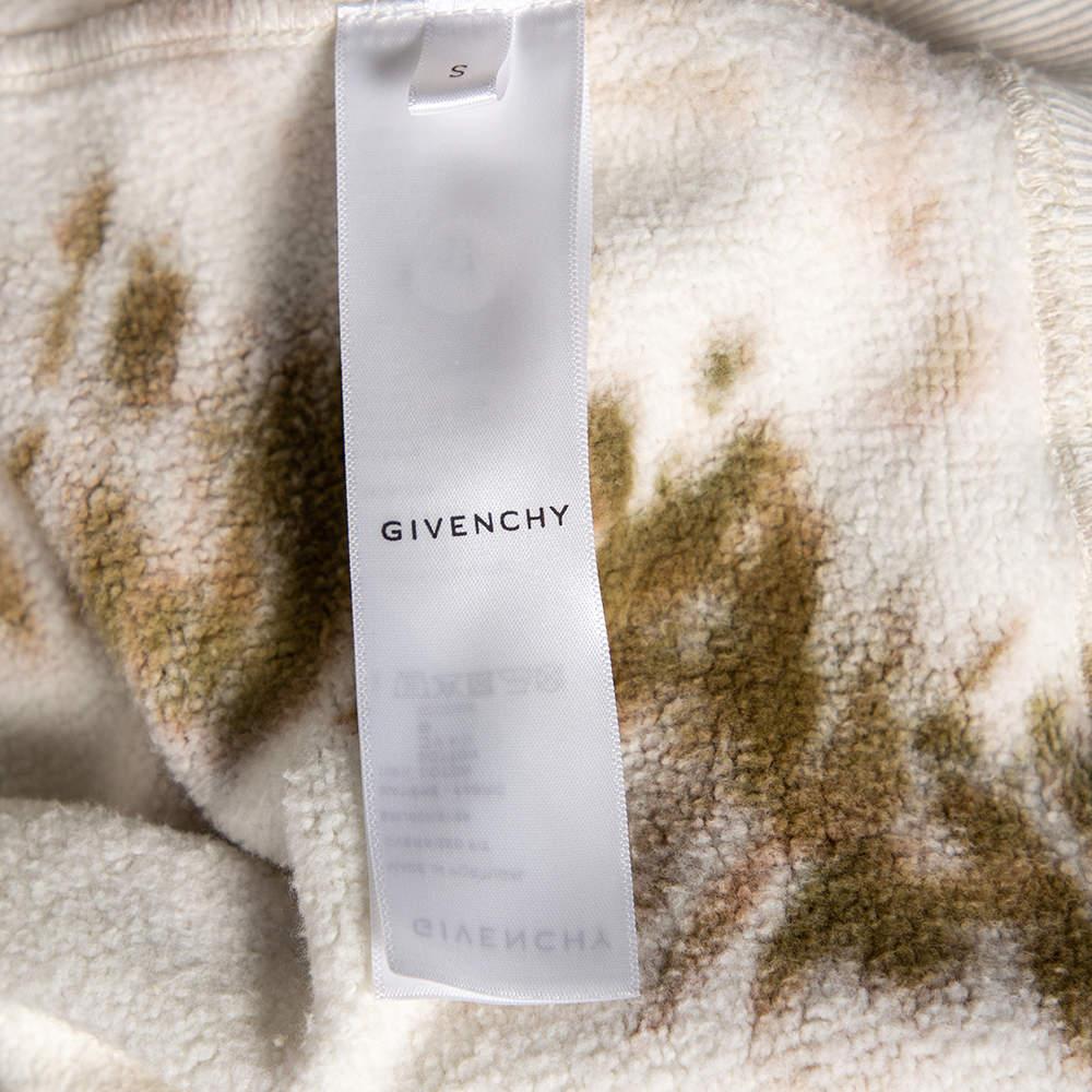 Givenchy White Tie-Dye Heart Printed Cotton Knit Oversized Hoodie S For Sale 2