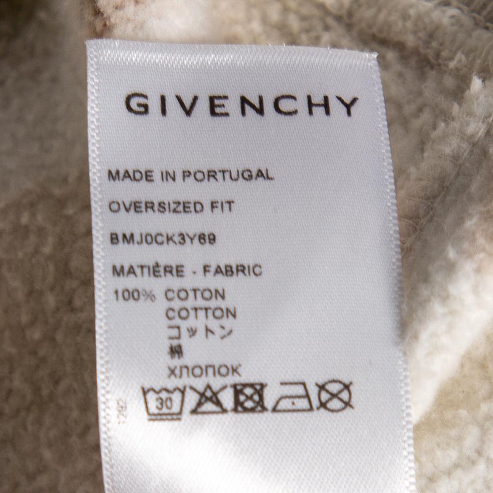 Givenchy - Pull à capuche surdimensionné en maille de coton imprimé cœur crayonné blanc S en vente 2