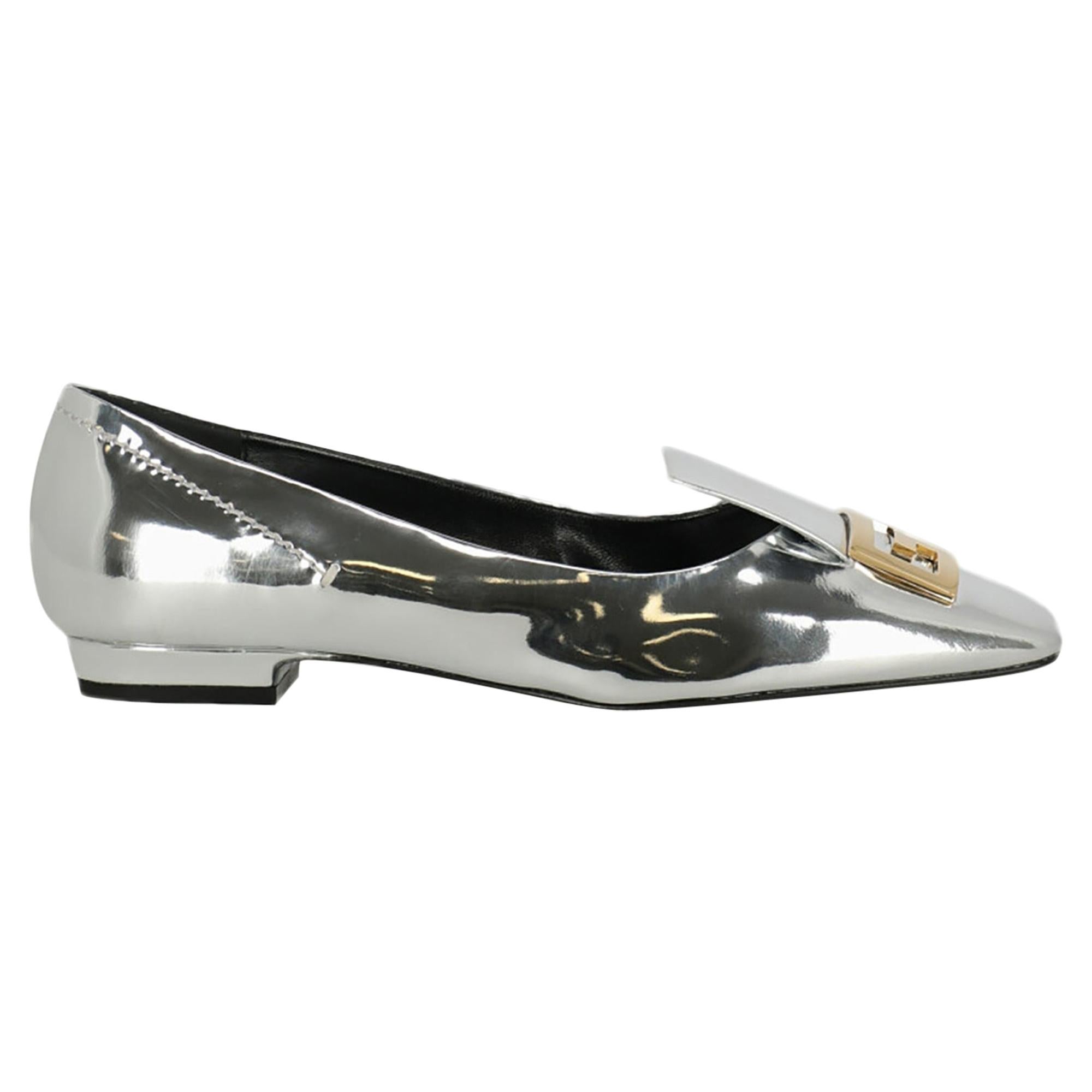 Givenchy Woman Loafers Silver Leather IT 39 For Sale