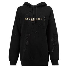 Givenchy Women's Black Distressed Logo Hoodie