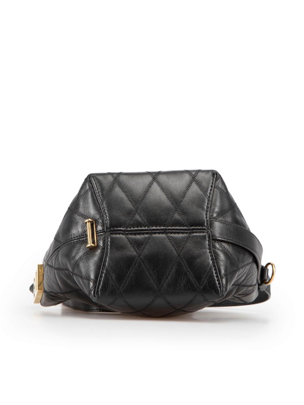 Givenchy Women's Black Leather GV Quilted Bucket Bag For Sale 1