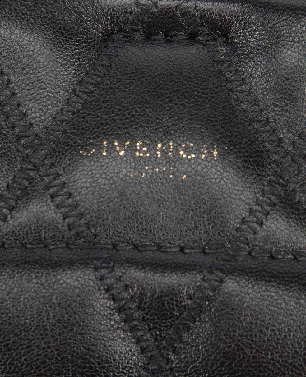 Givenchy Women's Black Leather GV Quilted Bucket Bag For Sale 3