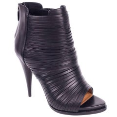 Givenchy Womens Black Leather Wrap Strap Peep Toe Booties