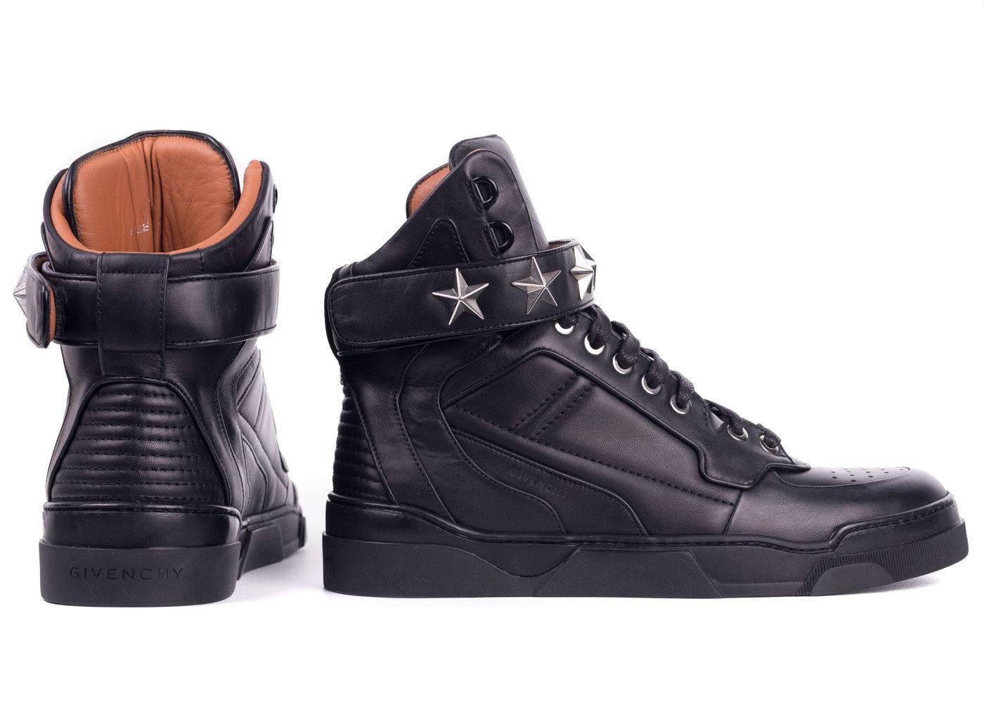 Women's Givenchy Womens Black Tyson Stars Leather High Top Sneakers For Sale