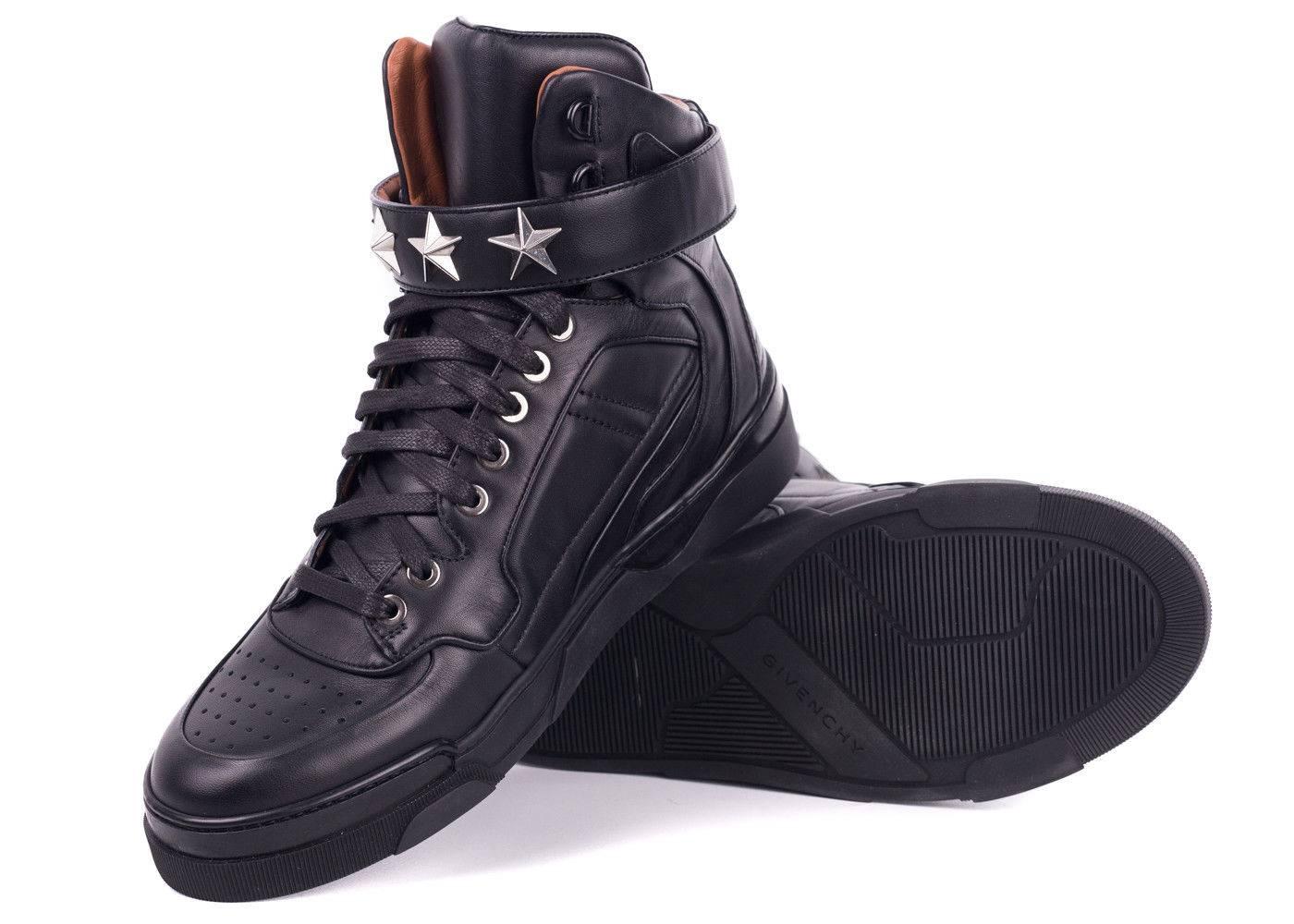 Givenchy Womens Black Tyson Stars Leather High Top Sneakers For Sale 1