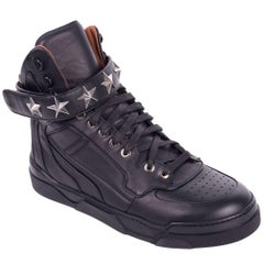 Givenchy Womens Black Tyson Stars Leather High Top Sneakers