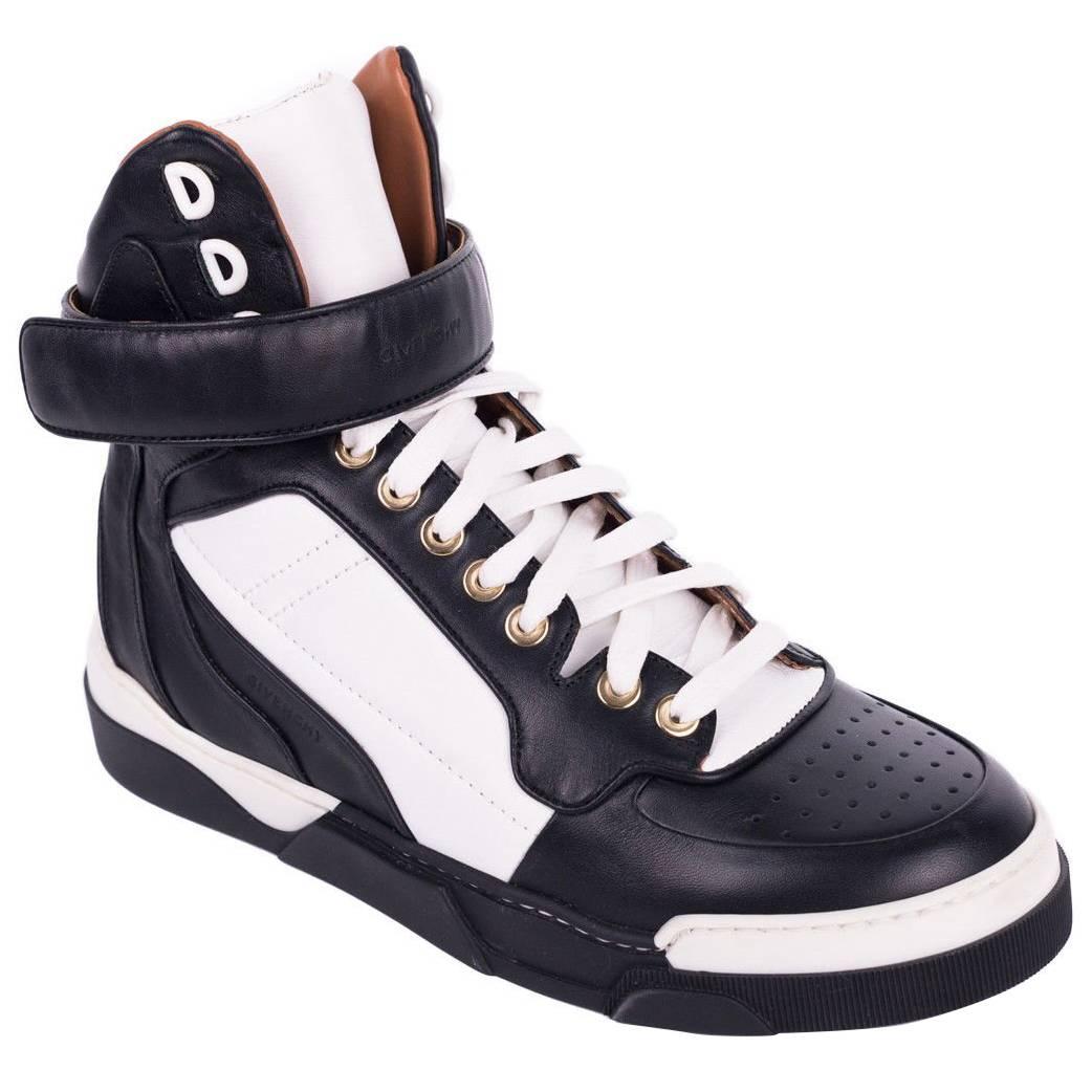 Givenchy Womens Black White Tyson Leather High Top Sneakers For Sale
