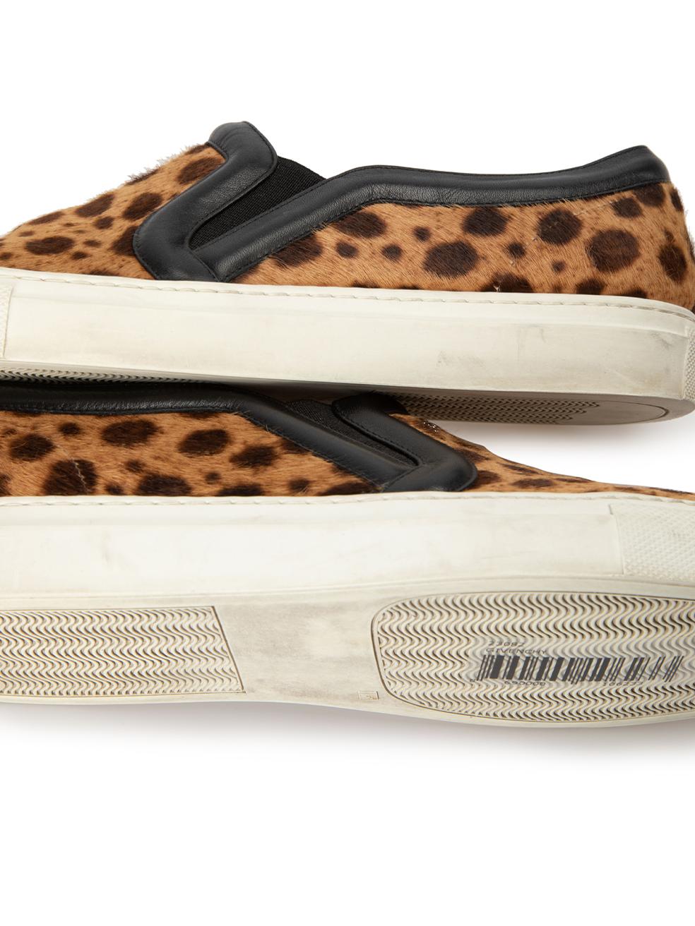 Givenchy Women's Brown Pony Hair Animal Print Trainers For Sale 2