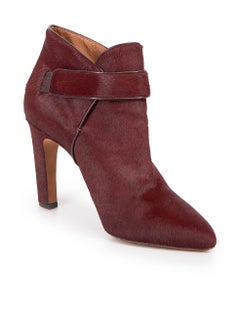Givenchy Women's Burgundy Pony Hair Shark Tooth Ankle Boots