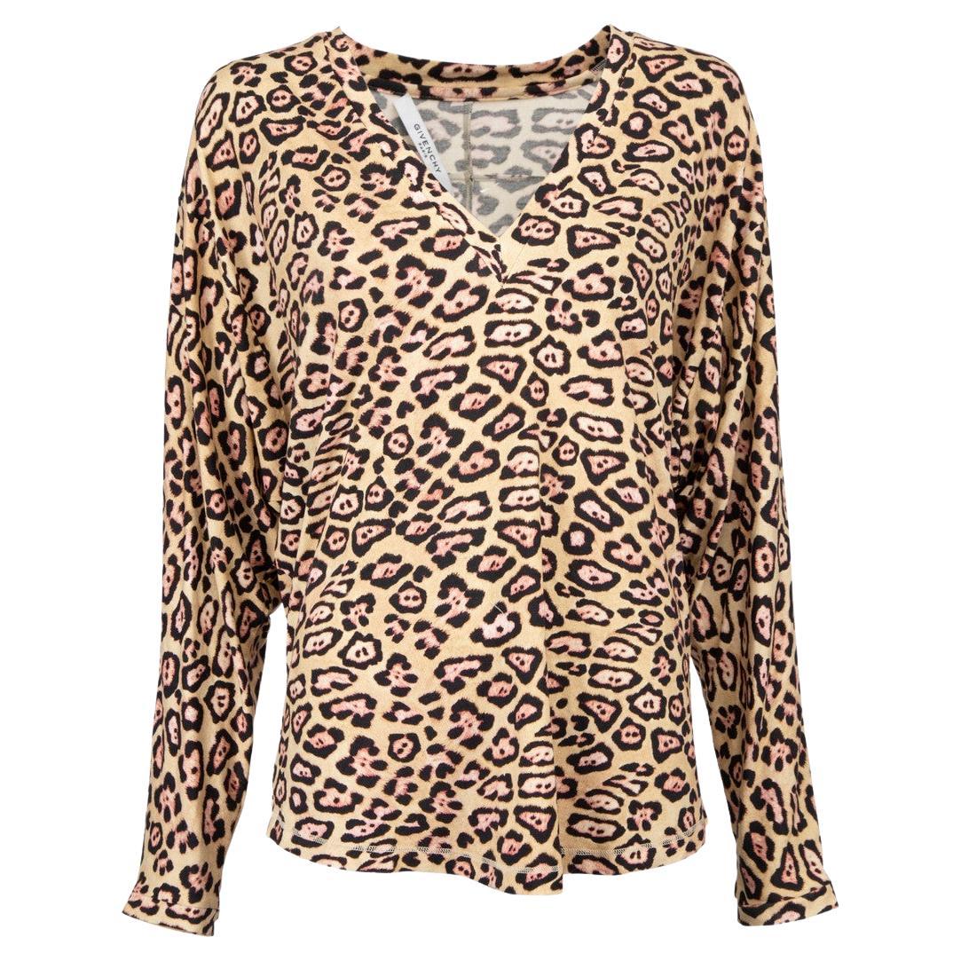 Givenchy Women's Leopard Print Long Sleeved Blouse For Sale