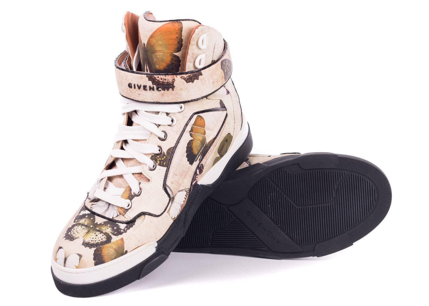 Beige Givenchy Womens Tyson Butterfly Leather High Top Sneakers For Sale