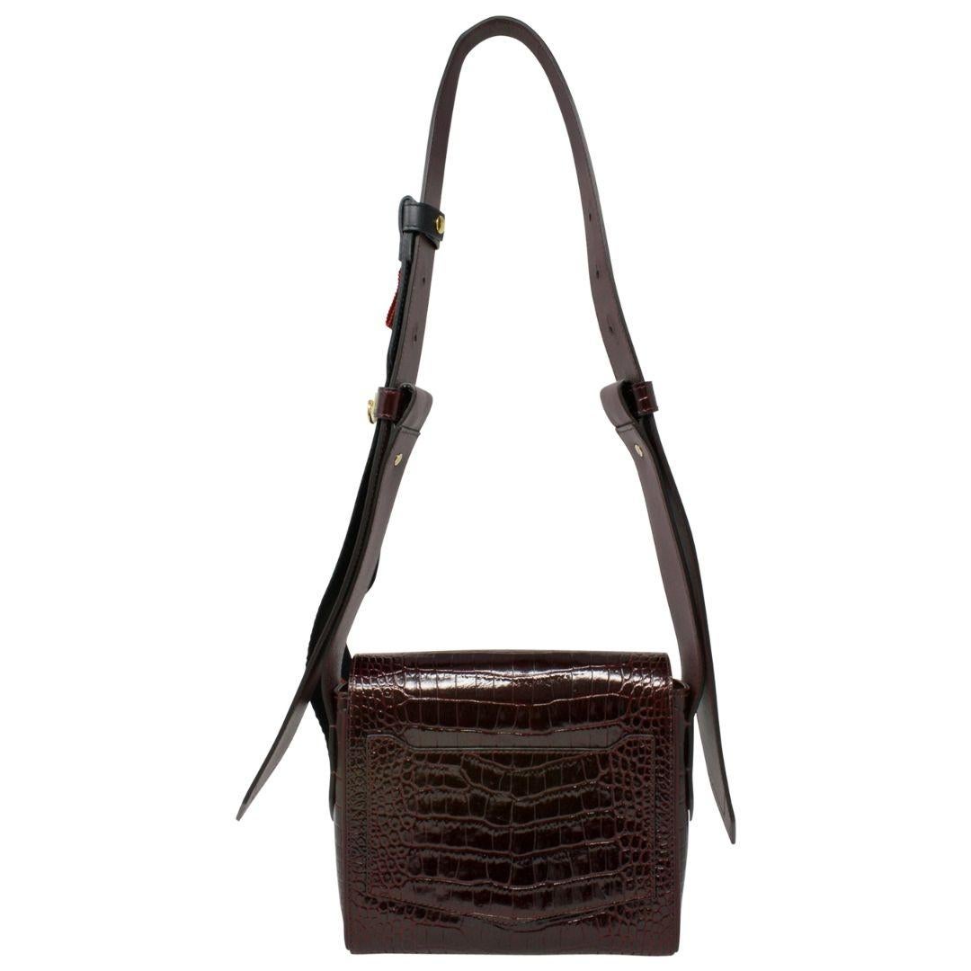 Women's or Men's Givenchy x Ariana Grande Burgundy Croc Embossed Small Eden Bag For Sale