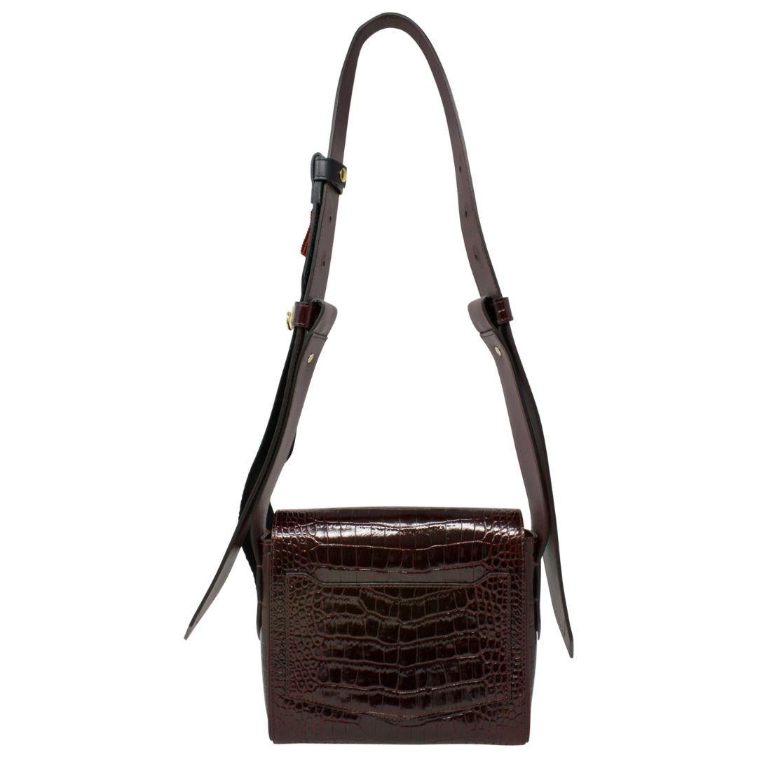 Givenchy x Ariana Grande Burgundy Croc Embossed Small Eden Bag For