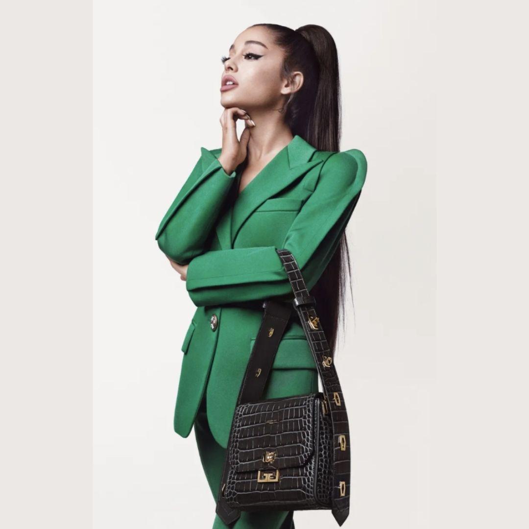 Givenchy x Ariana Grande Bourgogne petit sac Eden embossé en croco en vente 3