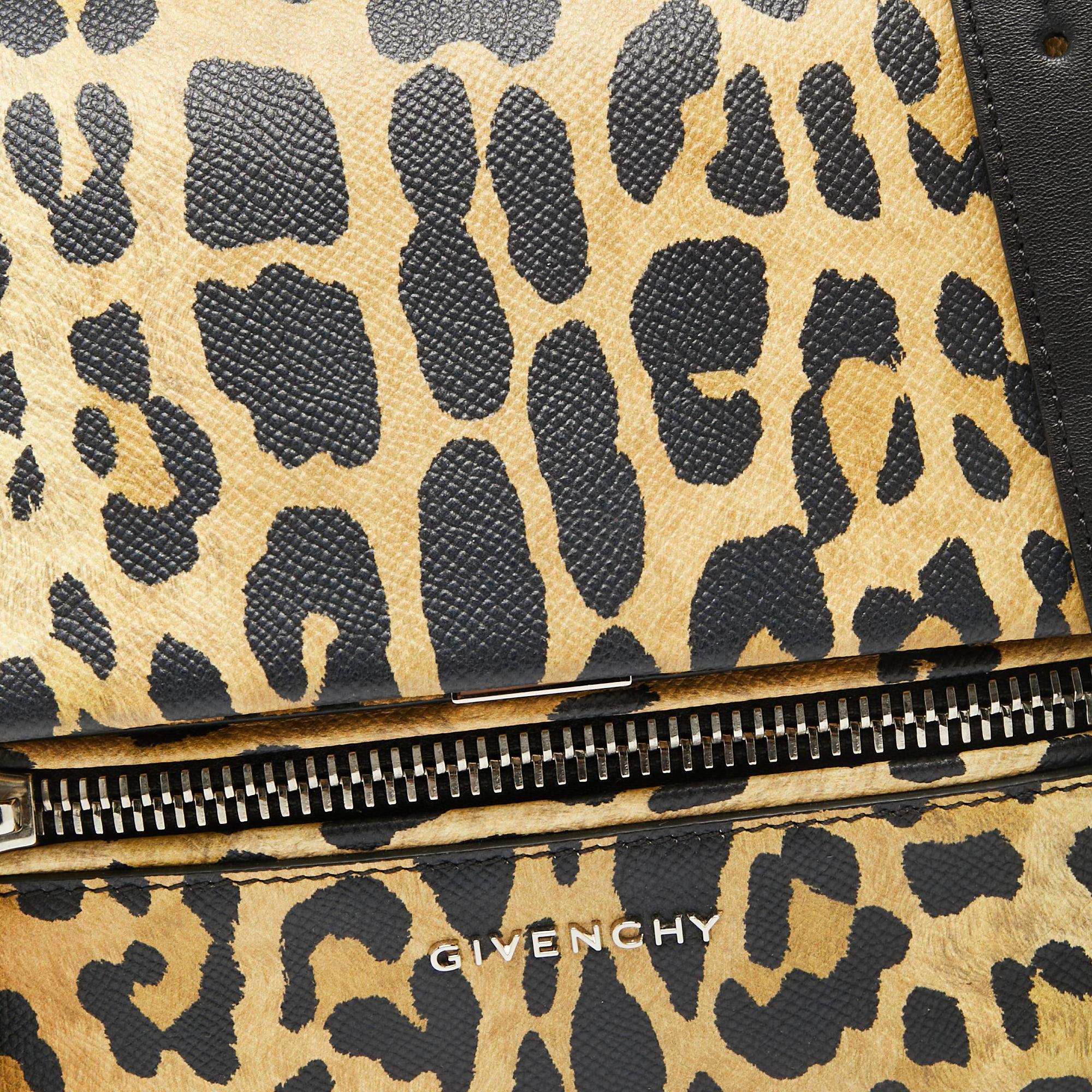 Givenchy Yellow/Black Leopard Print Leather Mini Pandora Pure Top Handle Bag In Good Condition In Dubai, Al Qouz 2