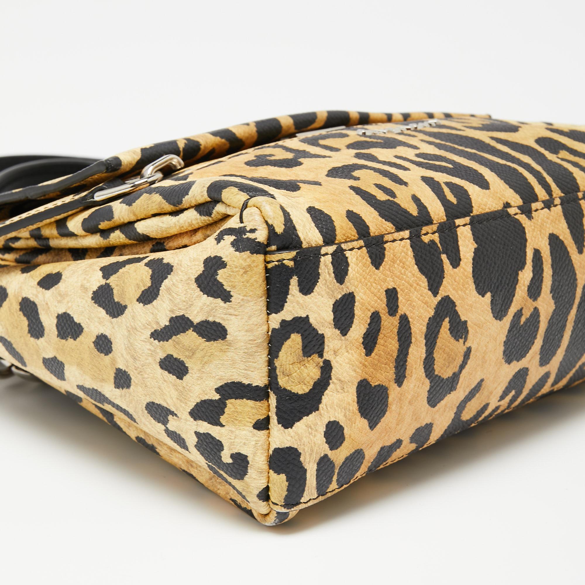 Givenchy Yellow/Black Leopard Print Leather Mini Pandora Pure Top Handle Bag 1
