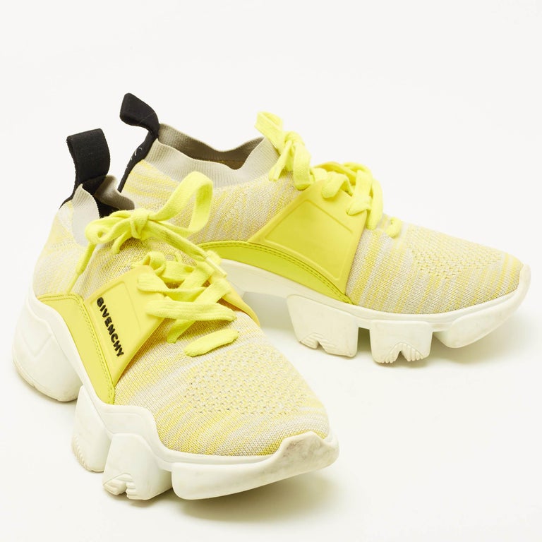 Givenchy Yellow/Grey Knit Fabric Jaw Low Top Sneakers Size 36 at 1stDibs