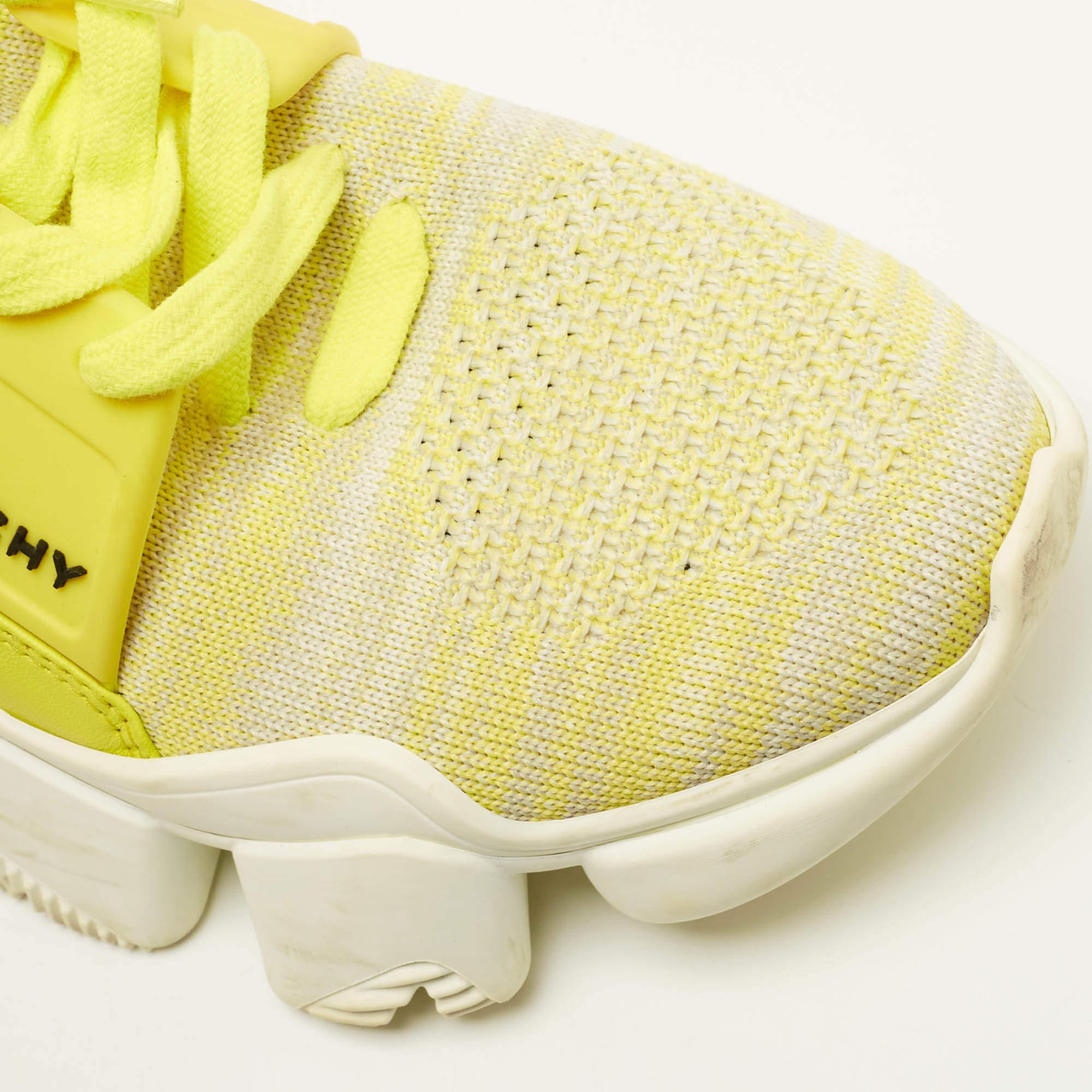 Givenchy Yellow/Grey Knit Fabric Jaw Low Top Sneakers Size 36 2