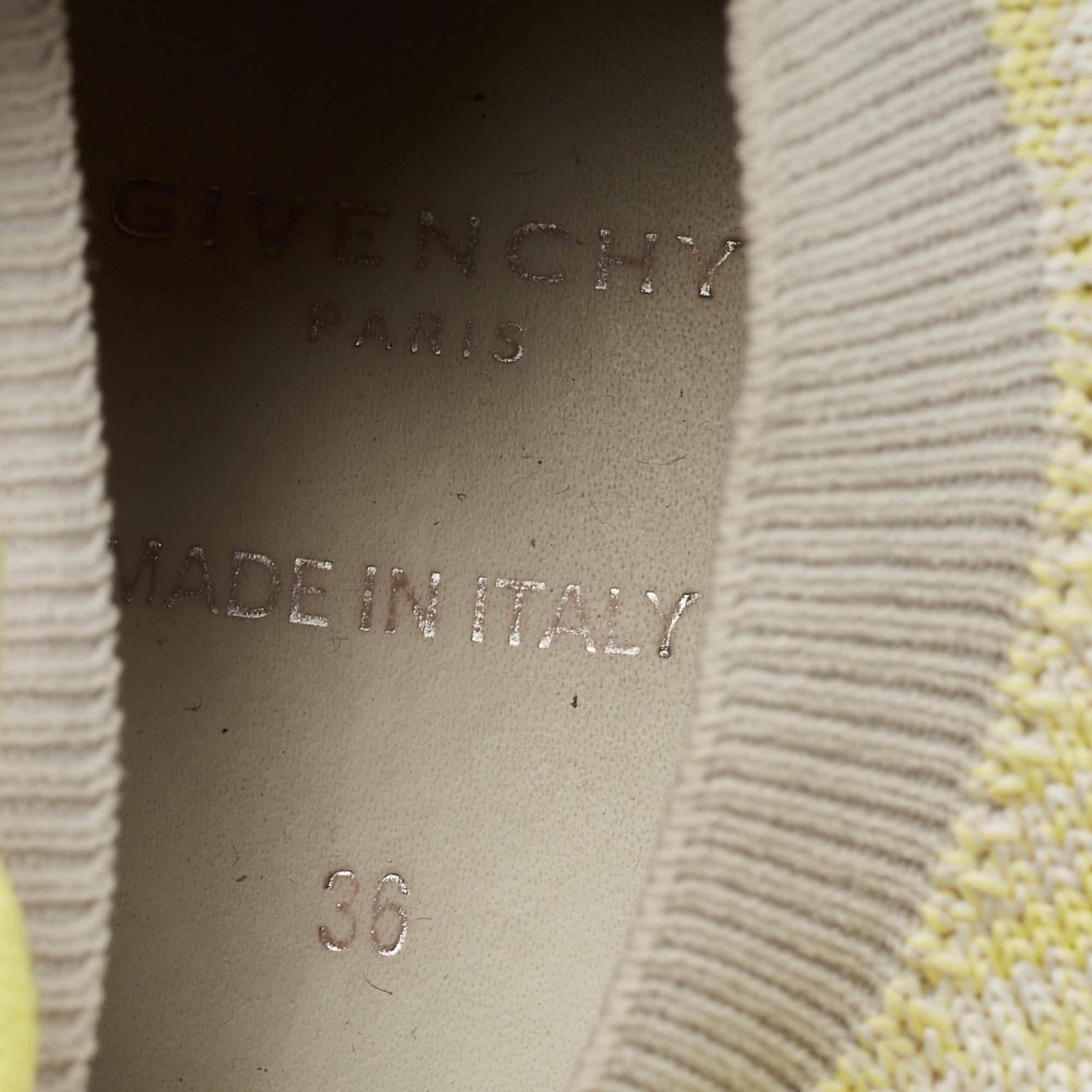 Givenchy Yellow/Grey Knit Fabric Jaw Low Top Sneakers Size 36 3