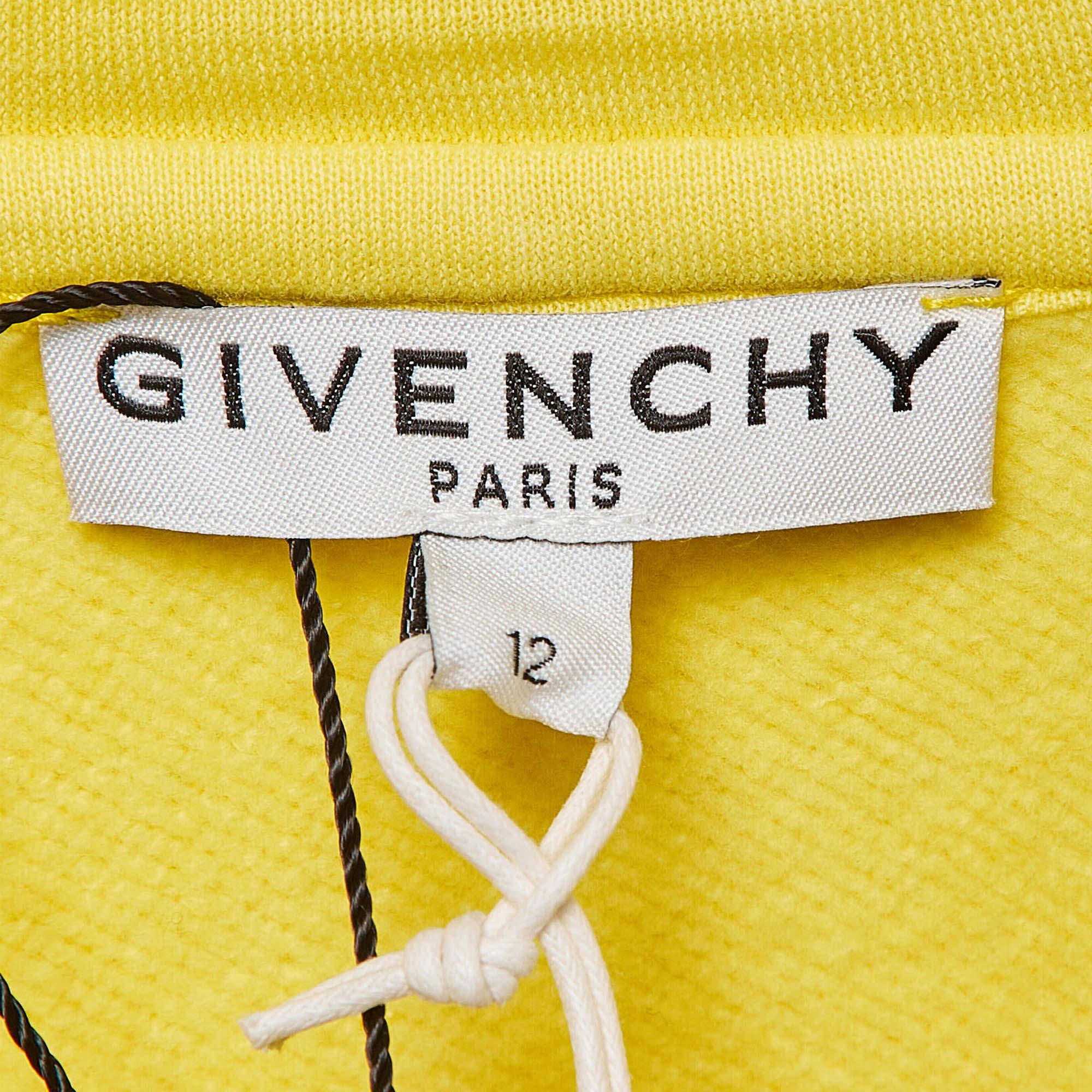 Givenchy - Vestito con cappuccio in cotone ricamato con logo giallo - 12Y In condizioni Nuovo in vendita a Dubai, Al Qouz 2