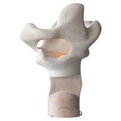Giving Grace Light Organic Carved Wood Table Lamp Sculpture