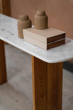 Giz Marble Sideboard , Solid Oak Wood, Carrera Marble, Hand-Crafted