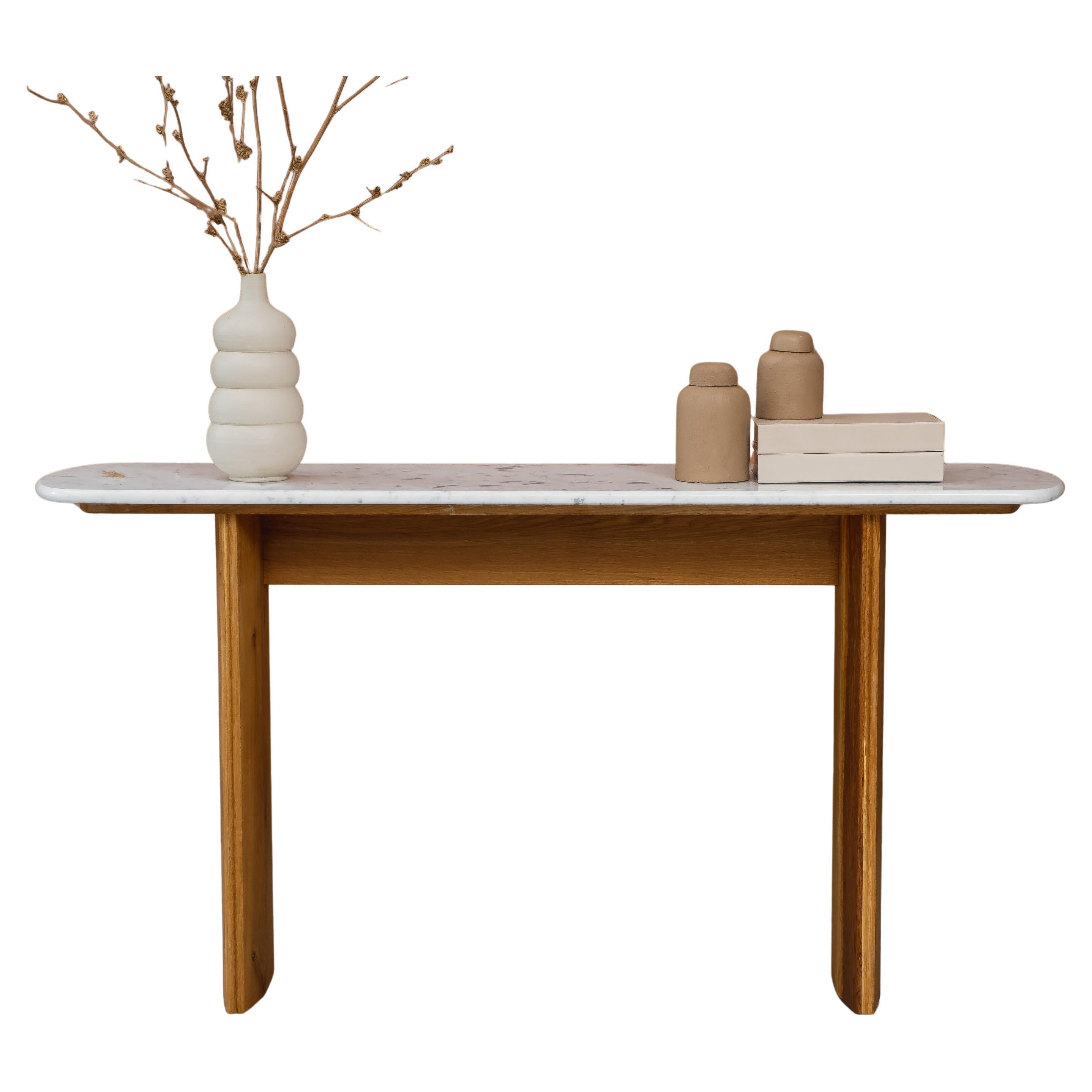 Enfilade Giz, bois de chêne massif, marbre Carrera, fait main en vente
