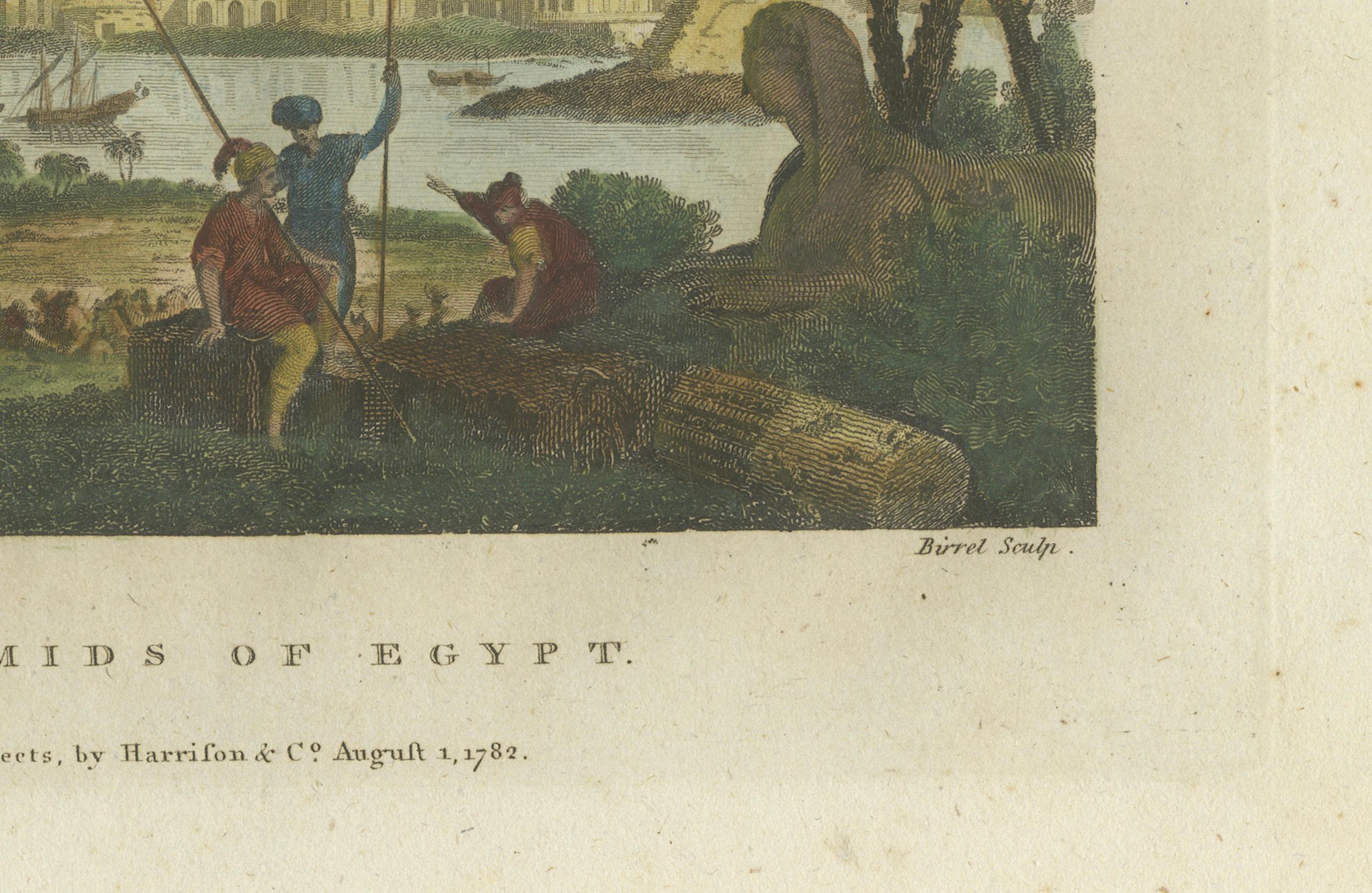 Giza Pyramids and Sphinx Engraved: An 18th-Century Egyptian Vista, 1782 In Good Condition For Sale In Langweer, NL