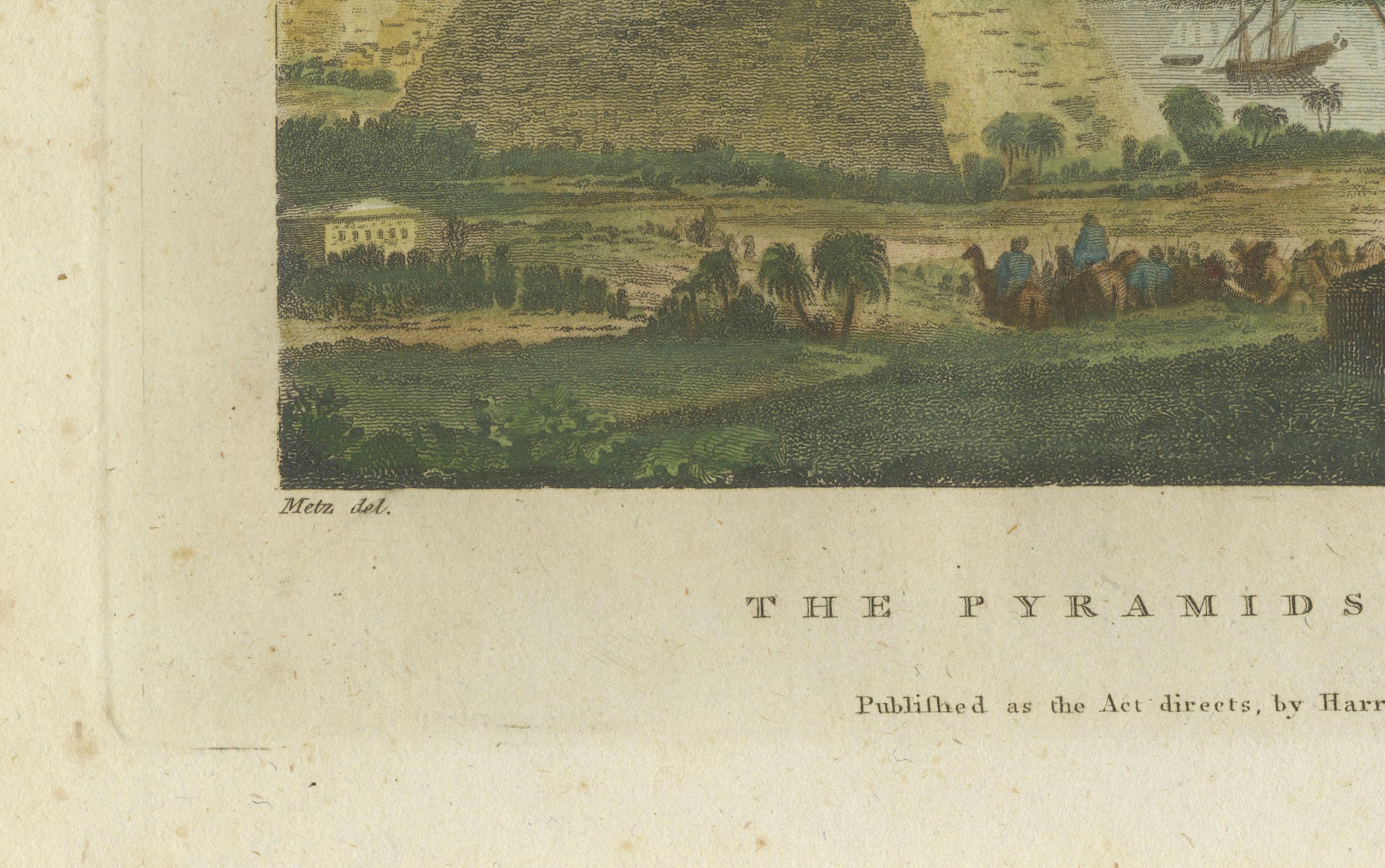 Late 18th Century Giza Pyramids and Sphinx Engraved: An 18th-Century Egyptian Vista, 1782 For Sale