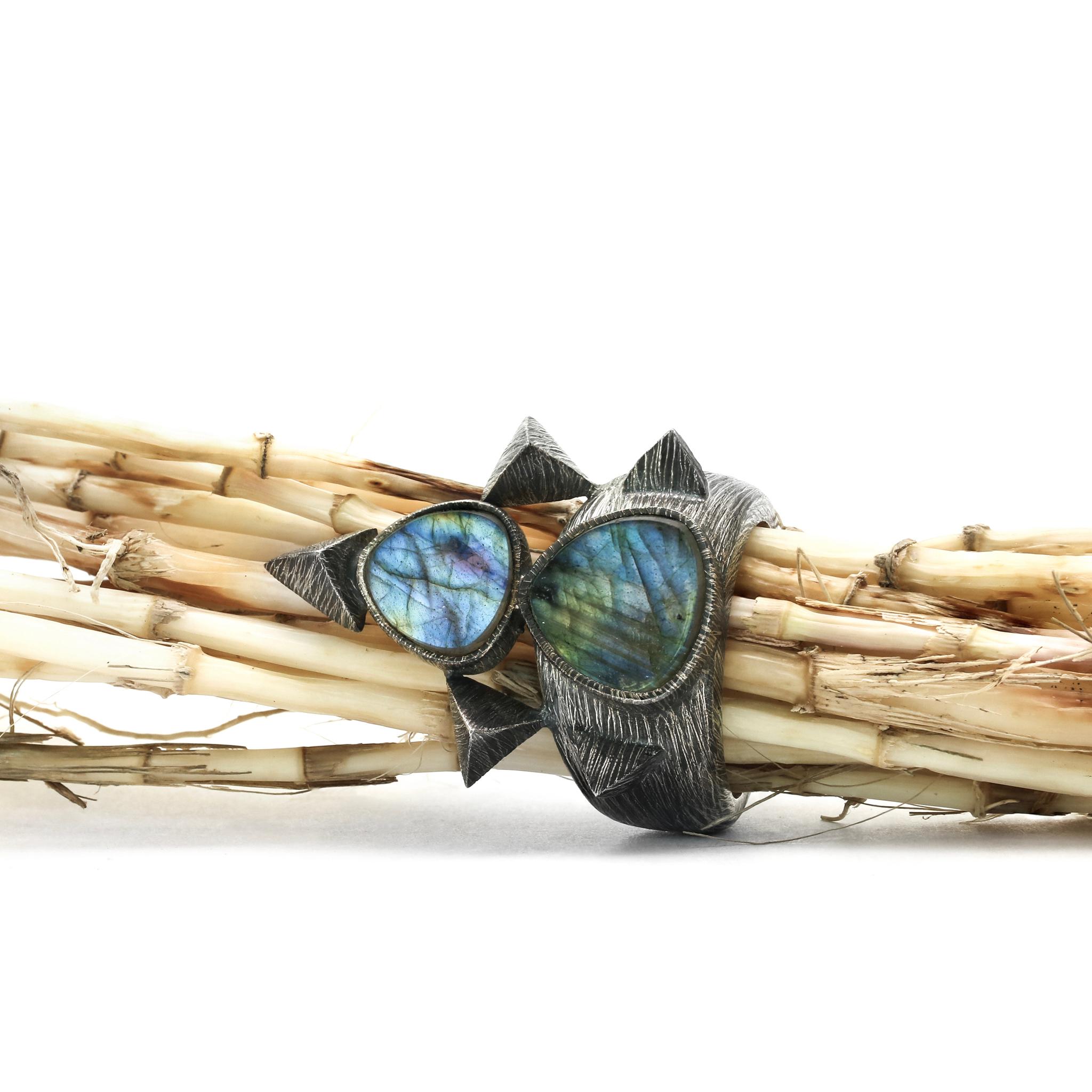 Hand-Crafted Giza Ring from Sterling Silvery & Labradorite