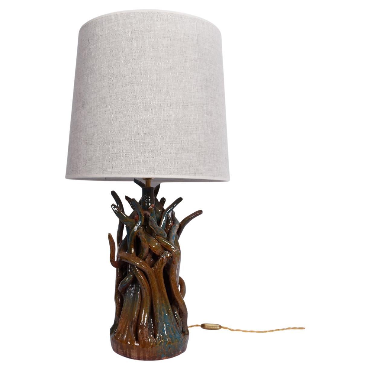 "Gizeh" Glazed Terracota Lamp, Barracuda Edition For Sale